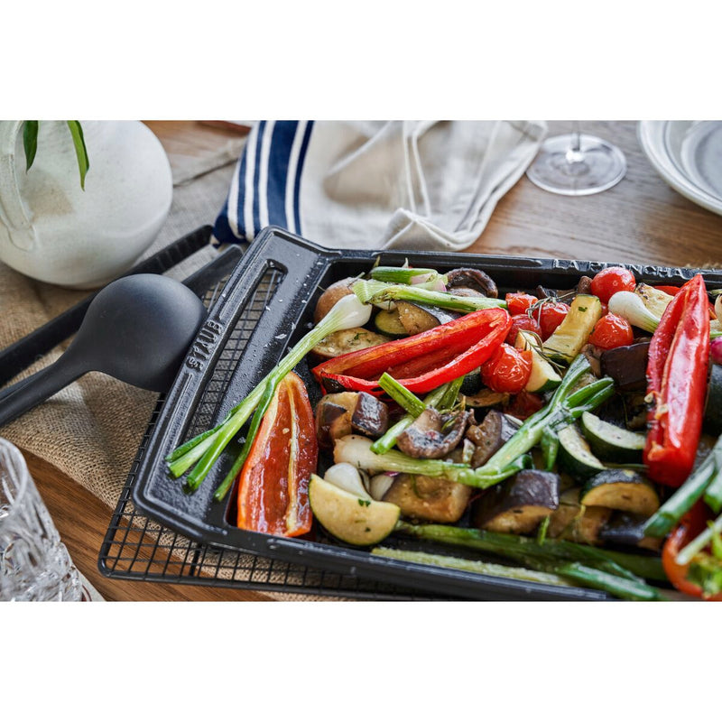 Pans Plancha 38 cm, rechteckig, Schwarz, Gusseisen