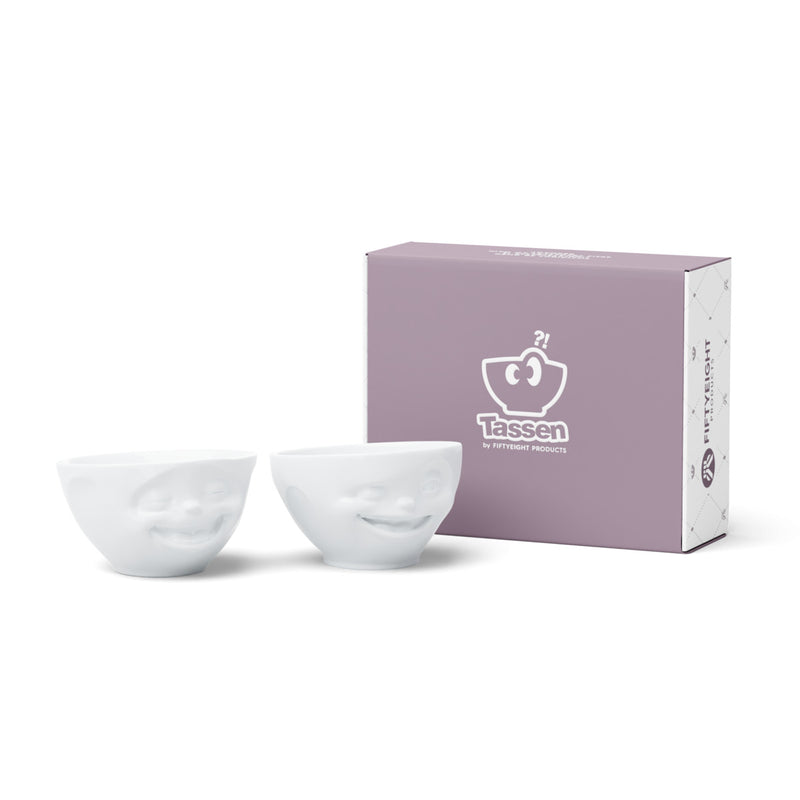 Mittleres Schälchen Set Nr. 4 Lachend & Zwinkernd in weiß, 200 ml