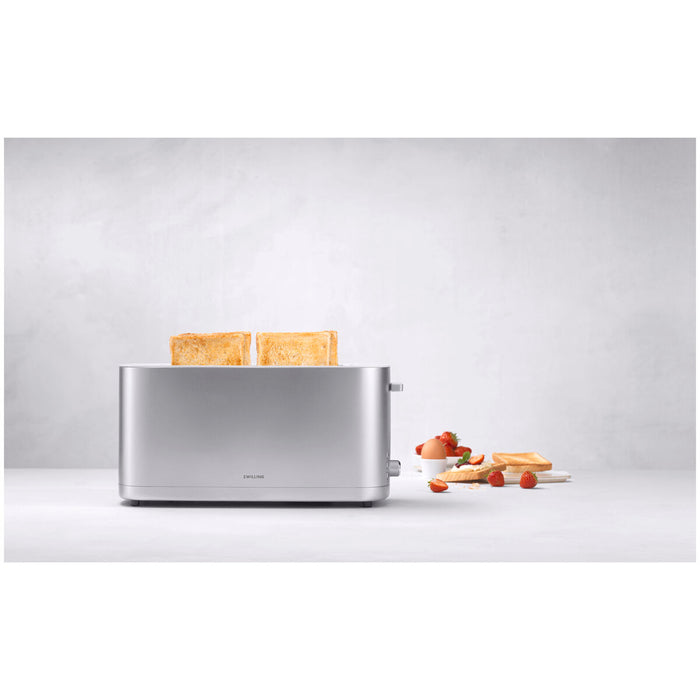 Enfinigy Toaster mit Brötchenaufsatz, 2 Schlitze lang, Silber