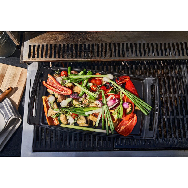 Pans Plancha 38 cm, rechteckig, Schwarz, Gusseisen