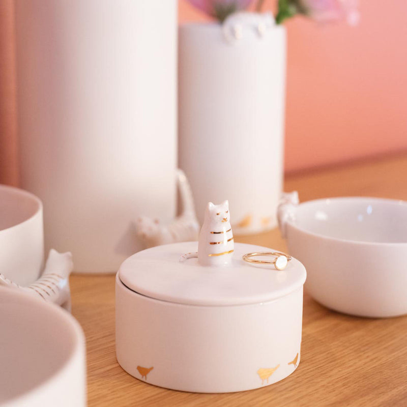 PG Goldstück Dose Katze D.8cm, H.7cm