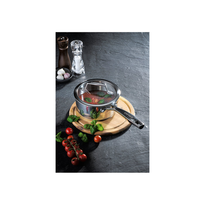 Stielkasserolle mit Glasdeckel 1,5l/16cm Profi Gourmet