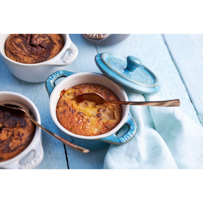 Ceramique Cocotte Set 4-tlg, rund, Antik-Türkis, Keramik