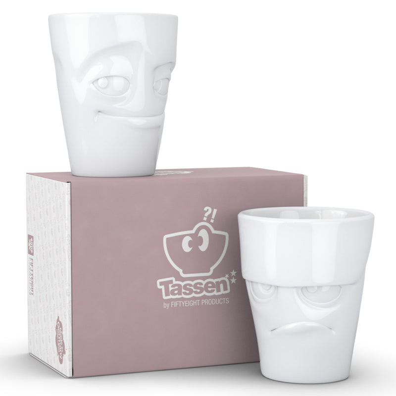 Becher Set Nr. 1 Grummelig & Verschmitzt ohne Henkel in weiß, 350 ml