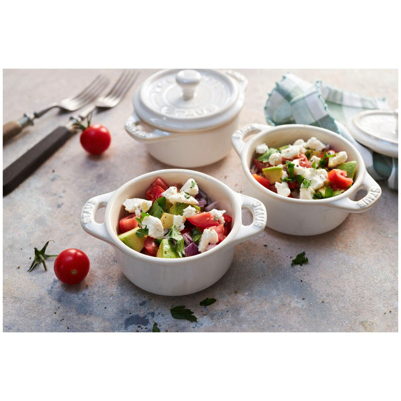 Ceramique Cocotte Set 4-tlg, rund, Elfenbein-Weiß, Keramik