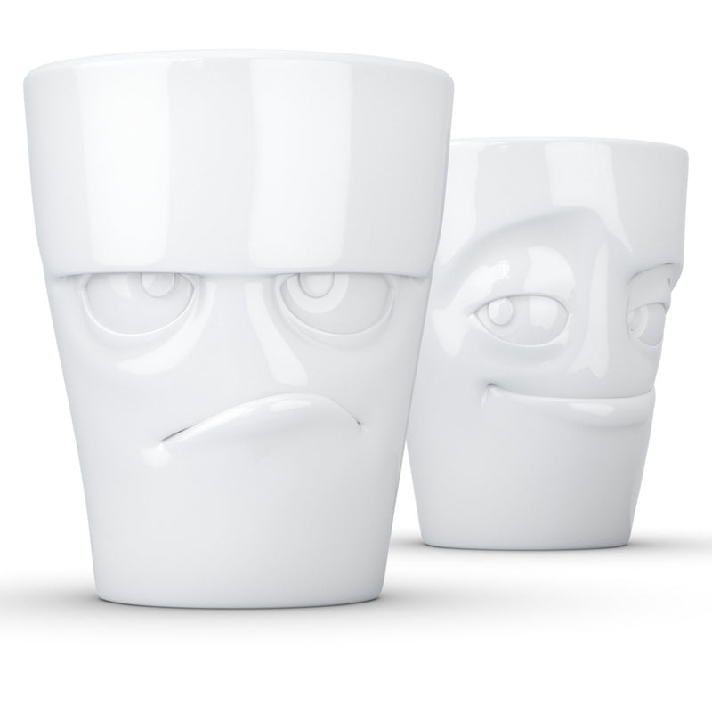 Becher Set Nr. 1 Grummelig & Verschmitzt ohne Henkel in weiß, 350 ml