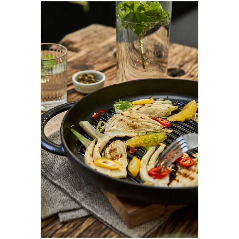 Grill Pans Pure Grill 26 cm, rund, Schwarz, Gusseisen