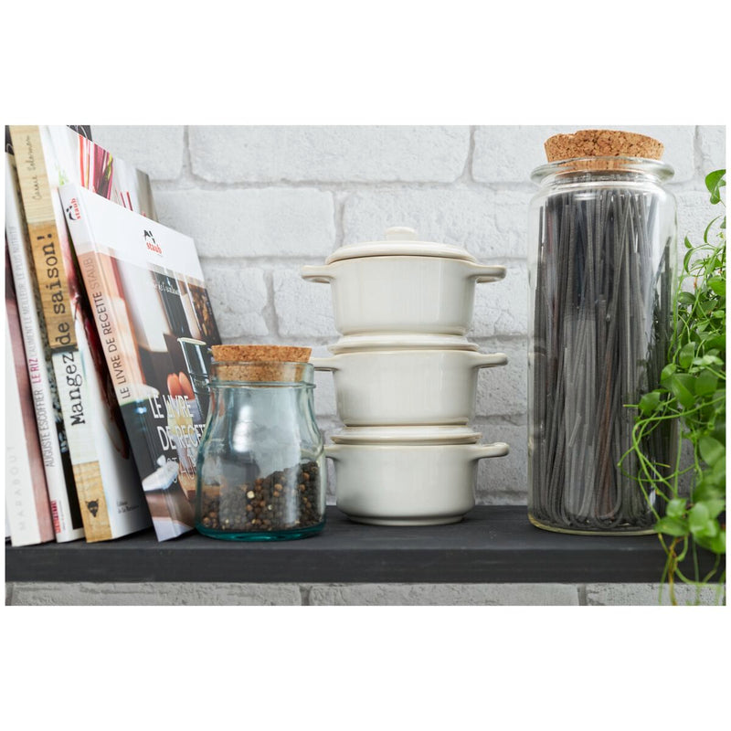 Ceramique Mini Cocotte 10 cm, rund, Elfenbein-Weiß, Keramik