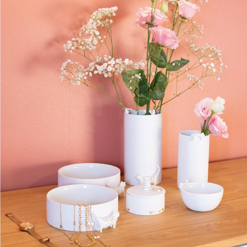 PG Goldstück Vase Katze D.7cm, H.14cm