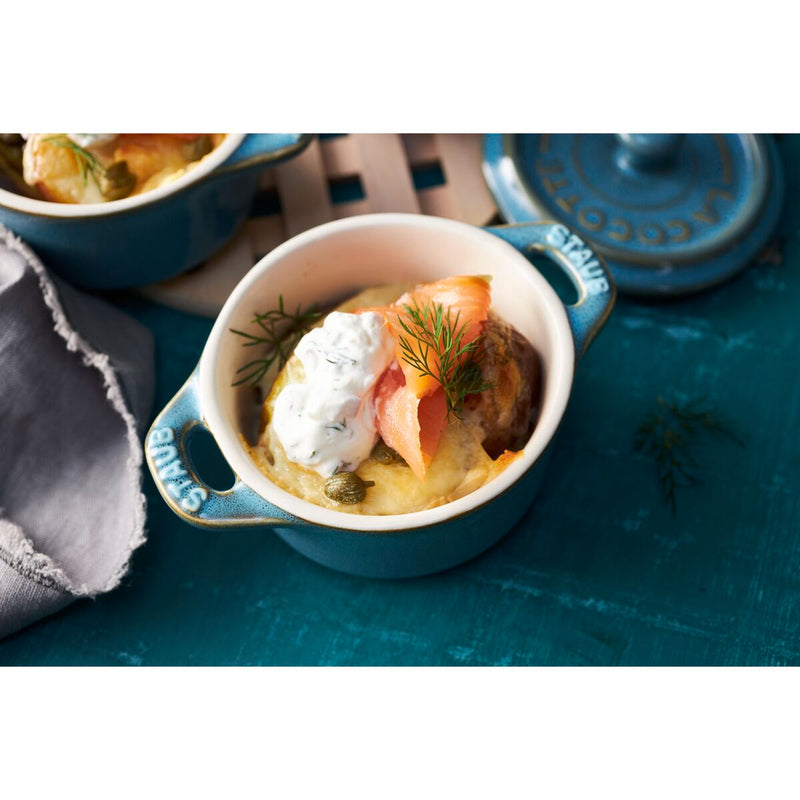 Ceramique Cocotte Set 4-tlg, rund, Antik-Türkis, Keramik