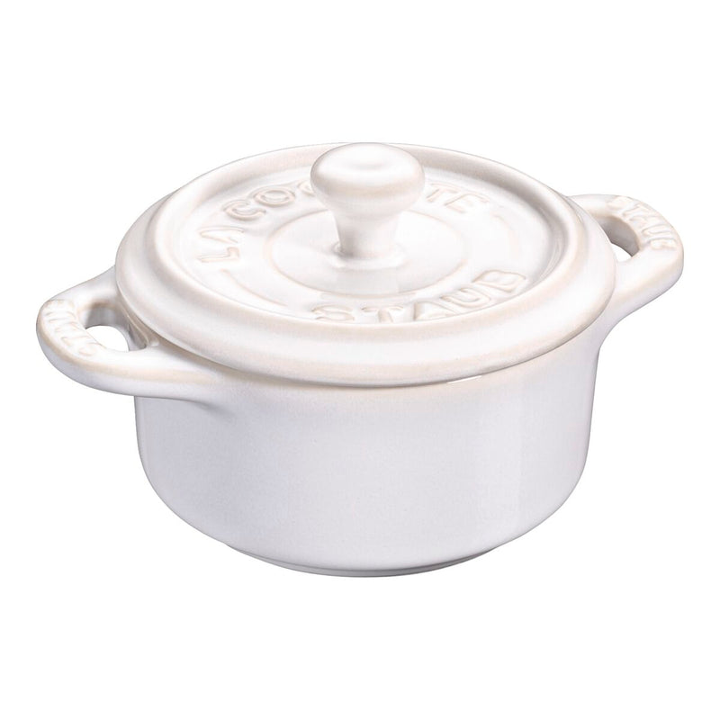 Ceramique Mini Cocotte 10 cm, rund, Elfenbein-Weiß, Keramik
