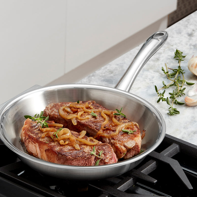 10.2-Inch 5 Ply Stainless Steel Frying Pan - Oven & Dishwasher Safe