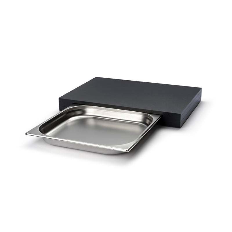 Schneidebrett mit Edelstahl-Schublade, Duracore schwarz 48x32,5x5 cm