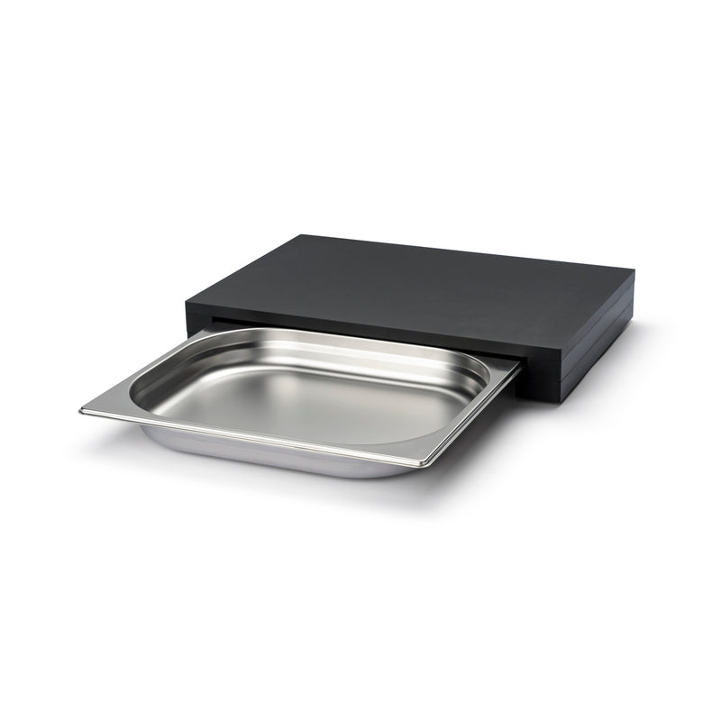 Schneidebrett mit Edelstahl-Schublade, Duracore schwarz 39x27x5 cm