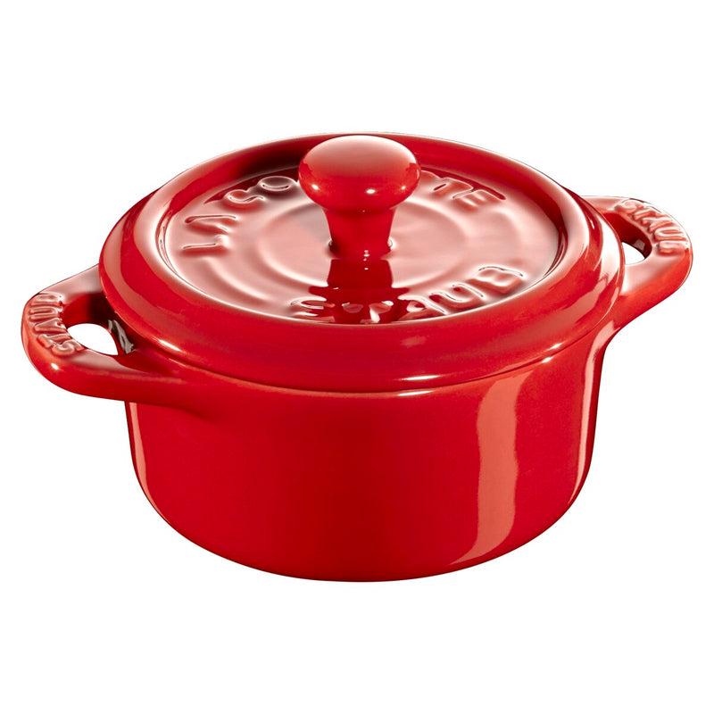 Ceramique Mini Cocotte 10 cm, rund, Kirsch-Rot, Keramik