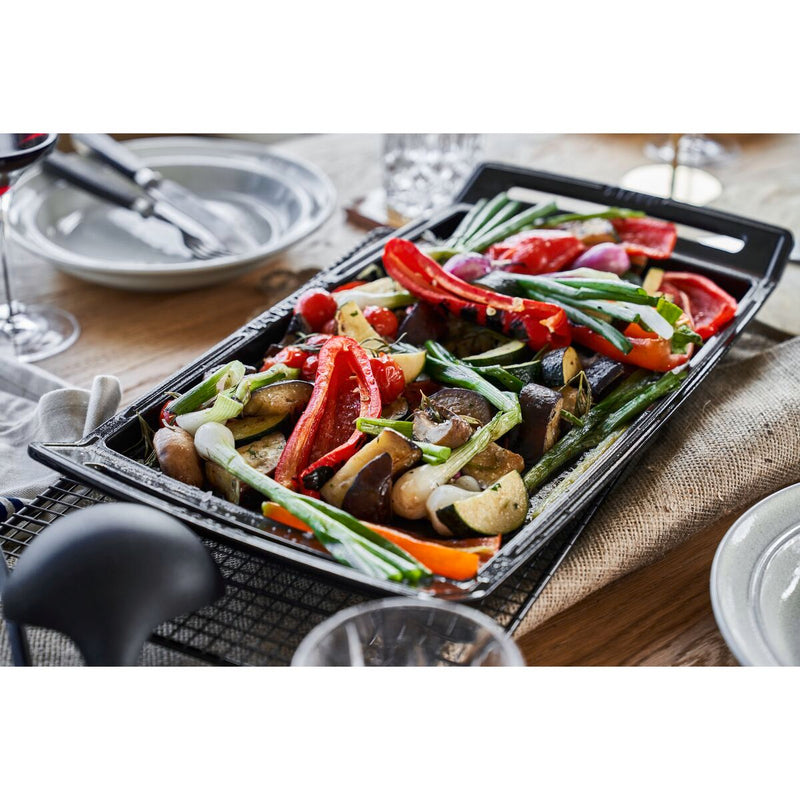 Pans Plancha 38 cm, rechteckig, Schwarz, Gusseisen