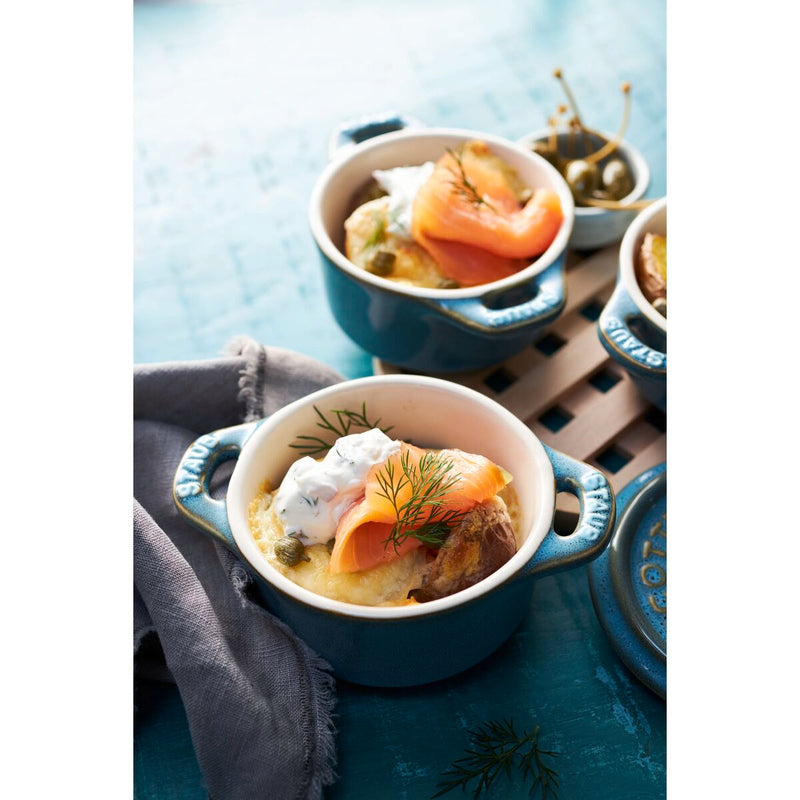 Ceramique Cocotte Set 4-tlg, rund, Antik-Türkis, Keramik
