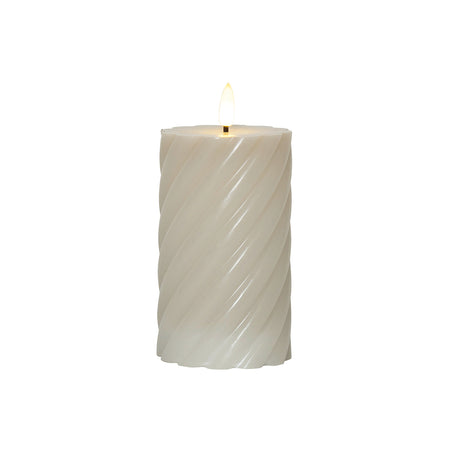 LED-Echtwachs-Kerze Flamme Swirl 15x7,5cm beige