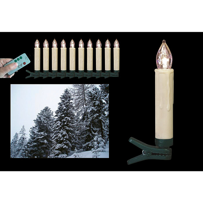 LED-Baumkerze kabellos außen warm-weiß incl. AA Batterien 9cm Ø1,5cm warmweiß 10 Kerzen
