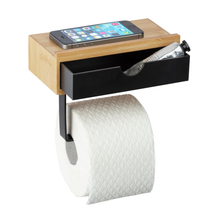 Toilettenpapierrollenhalter mit Schublade Bambusa