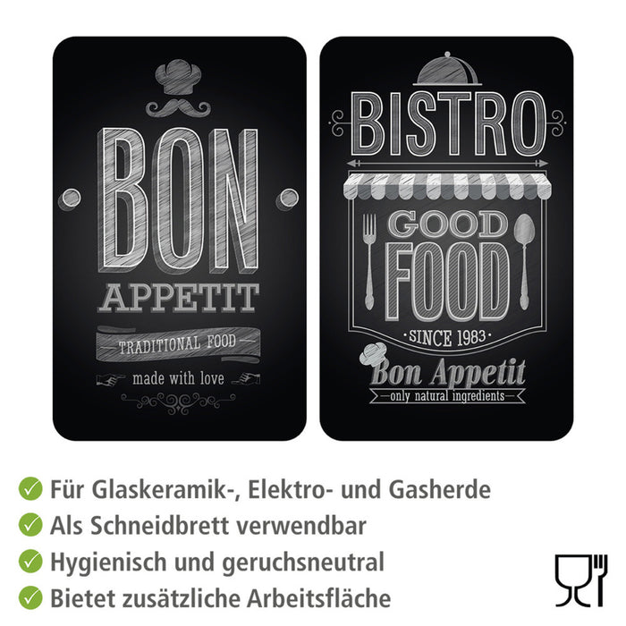 Glasabdeckplatten Universal Bon Appetit, 2er-Set