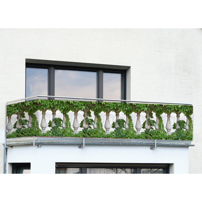 Balkon-Sichtschutz naturfrohem Efeu-Motiv, 5 m