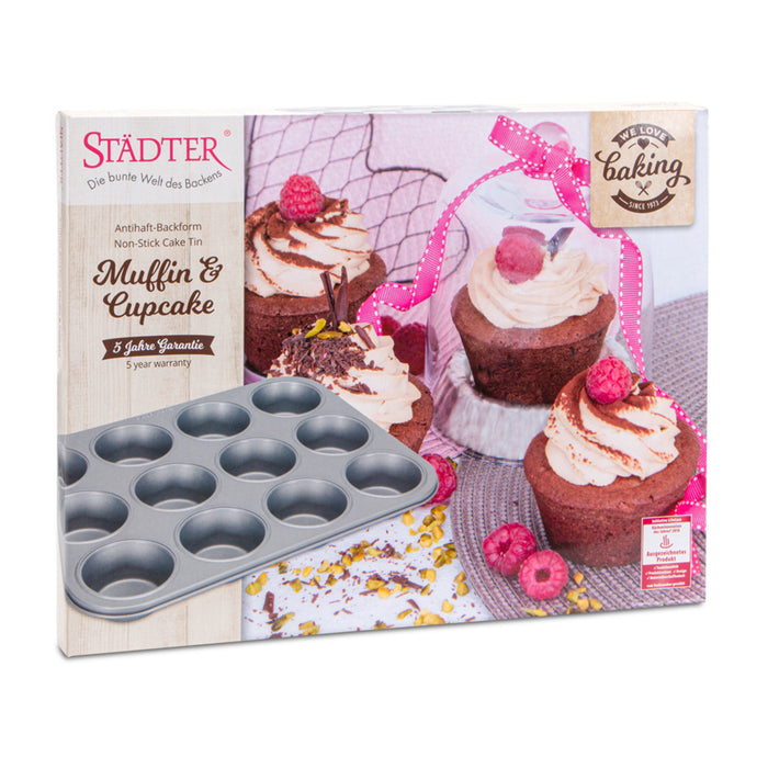 we love baking Muffin / Cupcake 35 x 27 cm Silber Metall