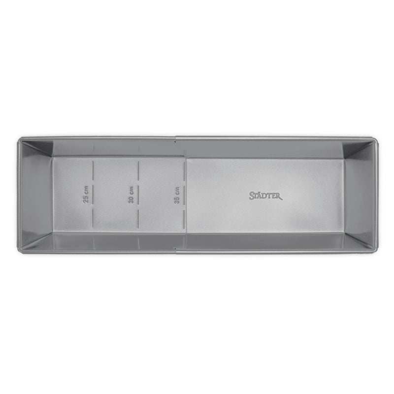 we love baking Kastenform 20-35 x 10,5 cm / H 7 cm ausziehbar Silber M