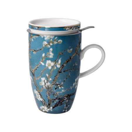Teetasse mit Deckel und Sieb Vincent van Gogh  Mandelbaum Blau