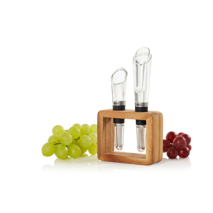 Wein-Genießer-Set Vine, 2-tlg. Set, bestehend aus Weinbelüfter und Ausgießer Airovin (VA10) und Weinausgießer und Partikelfilter Vine (VA09)