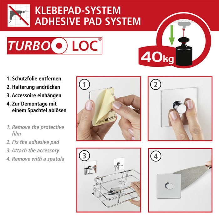 Turbo-Loc® Edelstahl Handtuchhalter 2 Arme Quadro