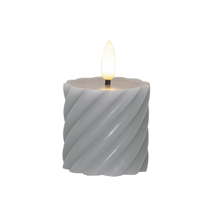 LED-Echtwachs-Kerze Flamme Swirl Votive 7,5x5cm grau 2Stück