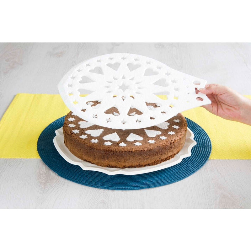 Kuchenheber & Verzierschablone ø 28 cm Weiss Kunststoff