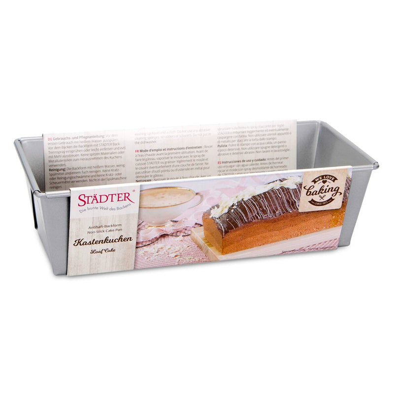 we love baking Kastenform 24 x 10 cm / H 7 cm Silber Metall