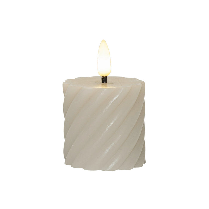 LED-Echtwachs-Kerze Flamme Swirl Votive 7,5x5cm beige 2Stück
