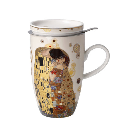 Teetasse mit Deckel und Sieb Gustav Klimt  Der Kuss