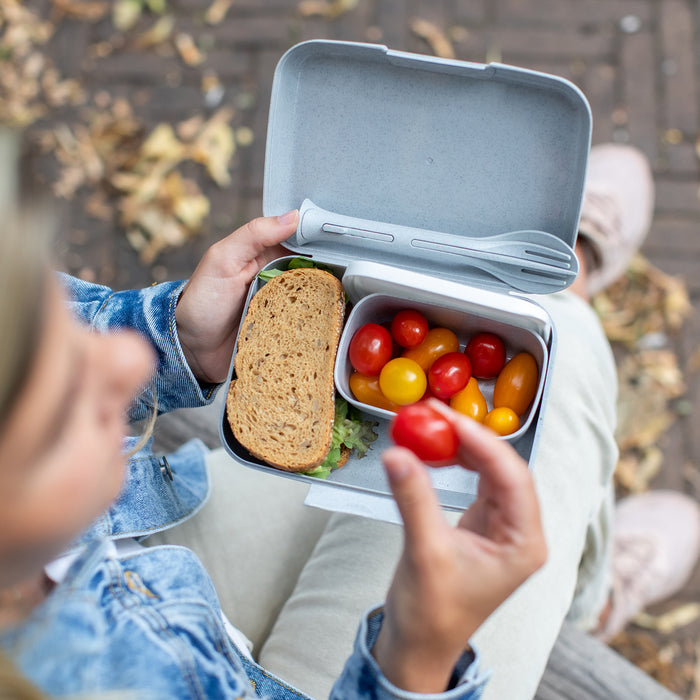Lunchbox-Set/Brotdose Candy mit 2 Dosen und Besteck organic blue 3teilig