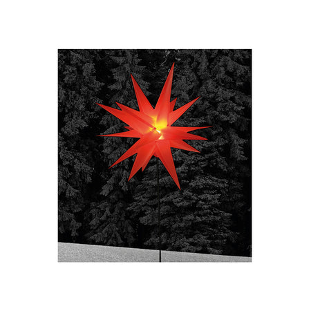 Stern auf Stab LED Kunststoff  H90cm Ø58cm rot
