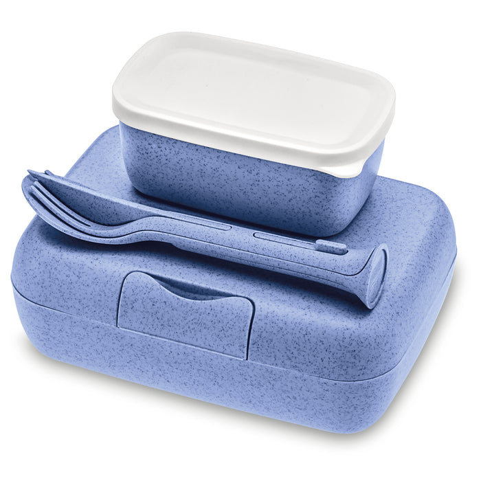 Lunchbox-Set/Brotdose Candy mit 2 Dosen und Besteck organic blue 3teilig