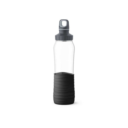 Trinkflasche Drink2Go Glas 0,7l Silikonmanschette schwarz