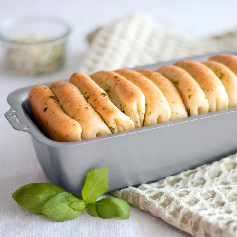 we love baking Brotbackform 35 x 14,5 cm / H 8,5 cm Silber Metall