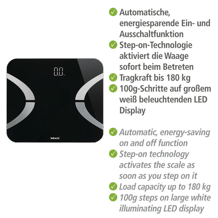 Analysewaage LED mit Bluetooth Schwarz
