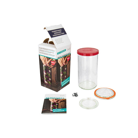 Fermentier-Set mit Rundrandglas Stangenform 1590ml mit Glas-u.Silikondeckel