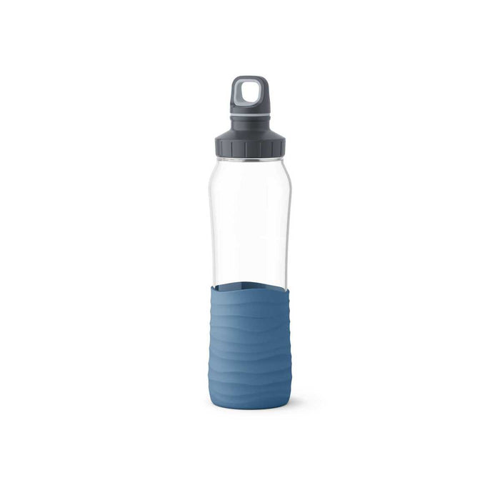 Trinkflasche Drink2Go Glas 0,7l Silikonmanschette aqua-blau